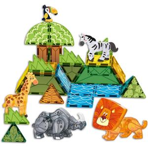 Magnetic Tiles Set Grassland Animals Theme Toys, Magnet Tiles Building Blocks Toys for Kids Ages 5-7 Year Old to STEM Learning (White)