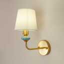 French Country/Elegance Wall Sconce,with Pleated Fabric Shade,Modern Farmhouse Soft Lighting Brass Wall Lamp,Vanity Light with E26 Base for Bedroom, Hallway, Living Room (Hard-Wired) (1)