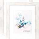 KAIWIN 100% Solid Wood White 13 x 16 Picture Frame 2 Pack Display Picture 8x10 with Mat, Rustic Wooden Photo Frames for Wall Mounting