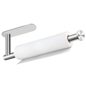 Paper Towel Holder, Self Adhesive or Drilling Paper Towel Holder Under Cabinet, Stainless Steel Silver Paper Towel Holders Wall Mount for Kitchen, Bathroom, Sink, Pantry, Fridge