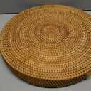 Rattan Large Serving Tray, Wicker Round Fruit/Bread Serving Basket, Extra Large Decorative Ottoman Tray for Living Room, Coffee Table, Breakfast, 16.9 inch