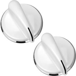 HASMX 2-Pack Washer Dryer Selector Replacement Knob for GE 175D3296 General Electric 175D3296P001 - White Silver Knob