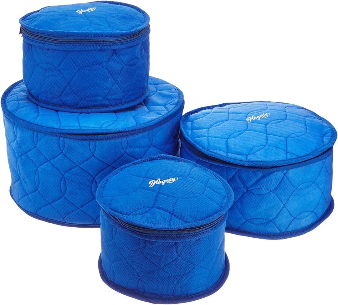 Hagerty Plate Saver China Storage, Set of 4, Blue (Large)