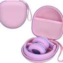 Kids Headphones Case Compatible with iClever BTH12 / HS19 / BTH26 / JoySpark-T5 / Candy Bila BH03 / EarFun/IMYB/MIDOLA MD-B01 / noot Products Foldable Kids Headphones, Pink/Purple Edge (Case Only)