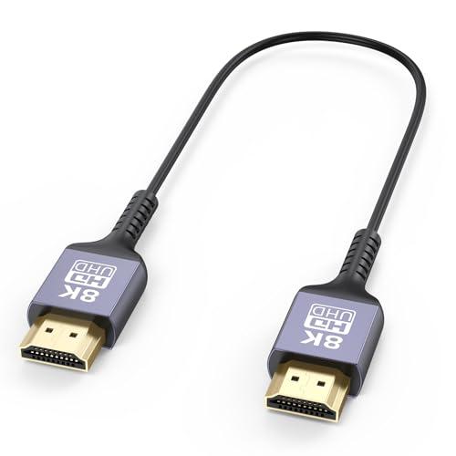 ZeniKon Thin HDMI Cable 1FT 8K, Short HDMI Cable 1 Foot 48Gbps High Speed Flexible Ultra Slim HDMI Cord (Only 3.3MM) 8K@60Hz, 4K@120Hz/60Hz, eARC, HDR10+ for HDMI Switch/Camera/Roku TV/Monitor/Laptop