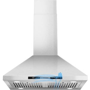 30" Island Range Hood 700 CFM Ceiling Mount Kitchen Vent Hood with Gesture/Touch Control, 3-Speed Fan & 4 LED Lights, Convertible Ductless/Duct, Stainless Steel Baffle Filters,Time Setting