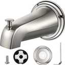 Dreyoo Tub Spout Kit Compatible with American Standard 8888026.002, Slip On Diverter Tub Spout with Metal Cover Ring and Gasket, Bathroom Bathtub Faucet Fits 1/2'' Copper Water Tube(Brushed Nickel)