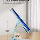 Nulaxy Dual Folding Cell Phone Stand, Fully Adjustable Foldable Desktop Phone Holder Cradle Dock Compatible with iPhone 17 16 15 14 13 12 11 Pro Max Xs Xr X 8, Nintendo Switch, All Phones - Blue