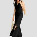 CHERFLY Jumpsuits for Women Dressy Summer Formal Outfits Wide Leg Overalls 2025 (Gray, L)