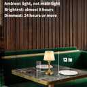 KDG Cordless Portables Table Lamp, LED Fabric Shade Small Desk Lamps, 4000mAh Battery Powered Lighting, 2700K Stepless Dimmable Light for Living Room, Dining Room, Bedroom, Bedside (Gold)