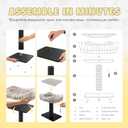 Modern Scratching Post for Indoor Cats - 15 High Cat Scratching Post with Bed Breeds - 15.7 x 11.6 Removable & Washable Cushion (Black Post with Gray Bed)