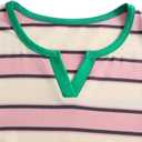 LilyCoco Women's Striped Shirt Short Sleeve Color Block Tops Notched Neck Summer Tee Multicolored Medium