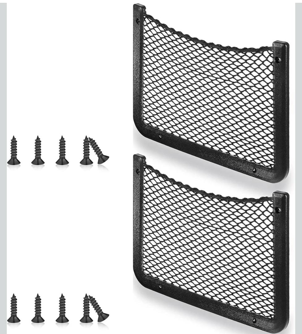 Frienda 2 Pcs ABS Plastic Frame Car Storage Net Bag Phone Car Mesh Net Holder RV Storage Boat Cargo Pocket Organizer Framed Mesh Pocket with Screws for Auto RV (12 x 8 Inch)