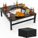 SafBbcue Fire Pit Surround Table for Solo Stove Yukon Accessories, 45" Fire Pit Table Top for Smokeless Patio Fire Pit, Firepit Surround Tabletop for Solo Stove Yukon with Waterproof Cover/Shelter