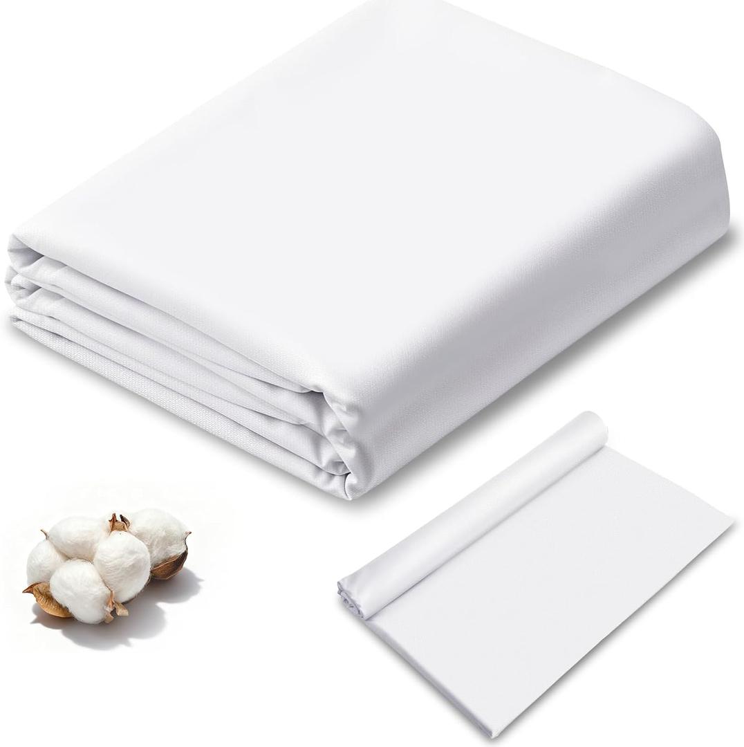 SHENLIU 10 Yards White Cotton Fabric, Natural 100% Cotton Poplin Fabric by The Yard, 59 Inches Wide Bleached Muslin Linen Fabrics Material for Sewing Apparel Cloth Soft Embroidery Quilting(10 Yards)