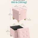 SONGMICS Storage Ottoman, Textured PU Leather Footstool with Cushion, 15"D x 15"W x 15.7"H