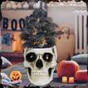 Halloween Skull Head Decor, Resin Skull Statues, Resin Skull Head Tabletop Decoration for Halloween Home Office Decor Candy Servers