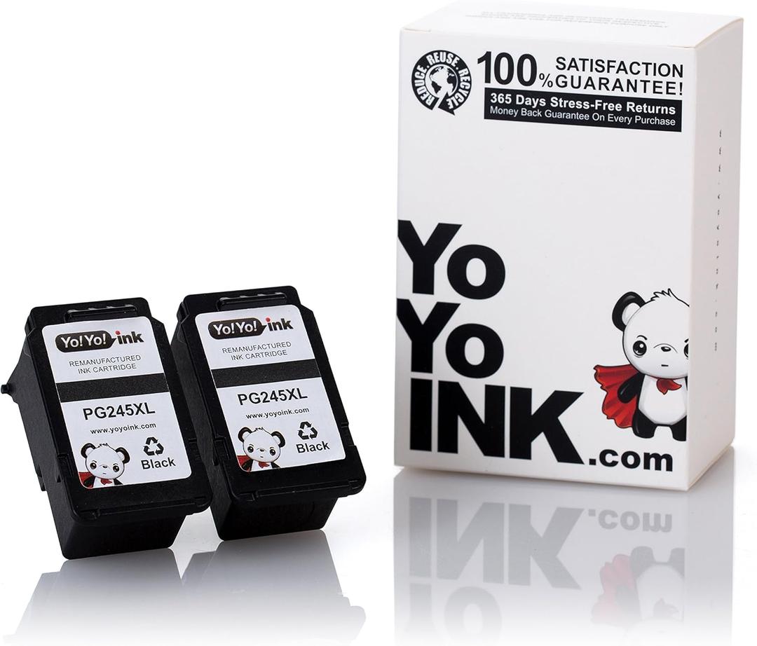 YoYoink Remanufactured Ink Cartridge Replacement for Canon PG-245XL 245 High Yield (2 Black) - Compatible with Canon Printer MX490 MX492 MG2920 iP2820 YoYoink Remanufactured Ink Cartridge Replacement for Canon PG-245XL 245 High Yield (2 Black) - Compatible with Canon Printer MX490 MX492 MG2920 iP2820