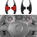 2PCS Steering Wheel Paddle Shifter Extensions Trim Carbon Fiber Decal Sticker Compatible with Mercedes Benz A B C E M SL Class GLA GLK SLK CLA CLS W176 W204 S204 X204 W212 W246 Accessories (Black)
