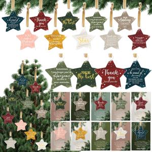 Colingmill 50 Sets Thank You Gifts Office Christmas Ornament for Team Acrylic Xmas Hanging Plaque with Card Employee Appreciation Gift for Coworker Nurse Teacher Staff Group Xmas Tree Decor (Vivid)