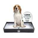 MEEXPAWS Dog Pee Pad Holder Tray Foldable, Puppy Pad Holder Liner Base High Side, Litter Box Indoor for Large Dog 33’’x22’’, Training Leak-Proof, Potty Easy Clean, Black