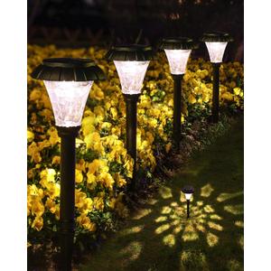 Solar Pathway Lights,6 Pack Solar Lights Outdoor Waterproof,Outdoor Solar Lights for Yard,Lawn,Patios, Garden,Landscape,Walkway,Driveway (dark black)
