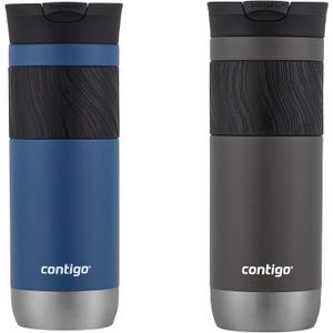 Contigo Byron Vacuum-Insulated Stainless Steel Travel Mug with Leak-Proof Lid, Reusable Coffee Cup or Water Bottle, BPA-Free, 20oz 2-Pack in Sake & Blue Corn Perfect for Hot and Cold Beverages