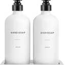 Kitchen Soap Dispenser Set, White Soap Dispenser with Black Stainless Steel Pump, Perfect for Modern Kitchen Decor. (White)