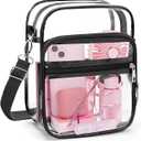 Blvornl Clear Crossbody Bag with Adjustable Shoulder Strap, Stadium Approved PVC Clear Purse Bag, Clear Messenger Bag (Small, Blue)