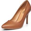Trary Womens Slingback Pumps, Black Heels Gold Heels Nude Pink Red Heels, Pointed Toe High Heels for Women Sexy Stiletto Heels Buckle Ankle Strap Closed Toe Pumps Office Party Prom Dress Shoes (7.5, New Pu Brown)