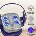 Puboo Electric Foot Bath Massager with Remote, 16 Motorized Massage Balls for Stress Relief, Collapsible Foot Spa Bath Massager with Heat, Pedicure Spa Tub with Temp Control, Purple