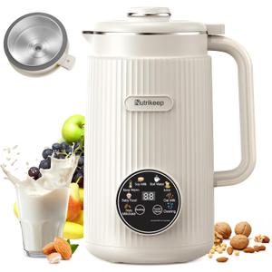Upgraded 8-in-1 Nut Milk Maker Machine with Stainless Steel Lid, 40oz Soy Milk Maker for Almond, Oat, Coconut, Juice, Plant Based Milk Maker Blender with 18H Delay/Keep Warm/Self Cleaning