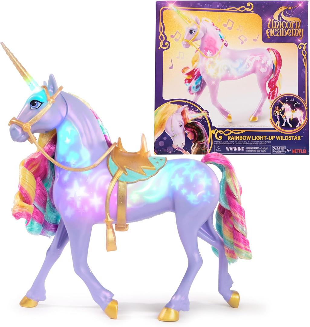 Unicorn Academy, Interactive Rainbow Light-up Wildstar with Lights, Sounds & Music, Dolls & Unicorn Toys for Girls Ages 4 and up (Rainbow Light-up Wildstar)