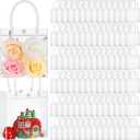 Abbylike 200 Pcs Clear Plastic Gift Bags with Handles 5.9x6.3x2.8 Inch, Bulk Transparent PVC Small Shopping Tote Bags Reusable with Button for Mother's Day Wedding Party Favors Boutique Merchandise