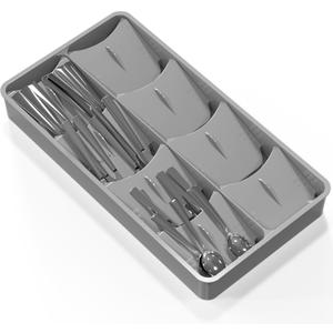 SIMPLE HOUSEWARE Adjustable Silverware Utensil Drawer Organizer, Gray