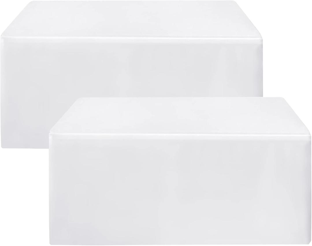 HolidayIdeas Fitted White Tableclothes - 72 x 30 Inch - 2 Pack Rectangle Table Covers for 6 Foot Tables, Polyester Fabric Tablecloths for Christmas, Parties, Wedding, Trade Show