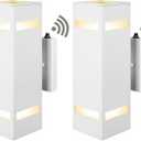 Dusk to Dawn Sensor Outdoor Wall Lights,2 Pack, Aluminum Modern Waterproof Square Cylinder Wall Lantern Exterior Up Down Light Fixtures Matte White with Frosted Glasses