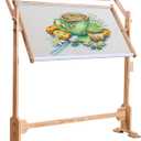 Adjustable Embroidery Stand, Needlework Table and Lap Hands-Free Stand with Adjustable Frame Wooden Frame Cross Stitch Floor Stand 360 Rotated Needlework Stand Craft Sewing Tool with Scroll Frame