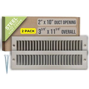 [2 Pack] Fits 2x10 Duct Opening | Toe Kick Vent Cover by Handua | Cabinet Toe Kick Space Register Grille | HVAC Toe Space Vent Cover | Outer Dimensions: 3 3/ 8" X 11 3/ 8" | Brown