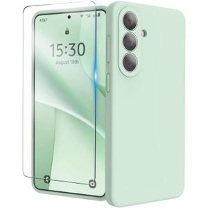 for Samsung Galaxy S26 Plus Case, Liquid Silicone Cover with Camera Protection Anti-Scratch Soft Microfiber Lining Shockproof Protective Phone Case for S26+ 6.7", Light Green