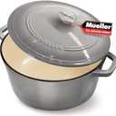 Mueller 6 Quart Enameled Cast Iron Dutch Oven, Heavy-Duty Casserole and Braiser Pan with Lid and Knob, Safe for All Cooktops