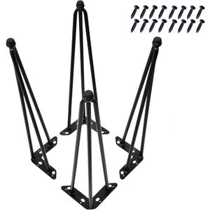 Home Soft Things Hairpin Metal Table Legs 20 Inch Legs for Furniture Coffee Bench Dining End Industrial Table Desk Set of 4 with Black Screws Adjustable Cushion Floor Protectors, 20"