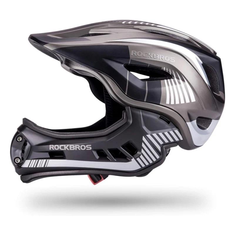 ROCKBROS Kids Full Face Helmet Kids Bike Helmets Lightweight Toddler Mountain Bike Helmet Detachable for MTB BMX Skating Cycling Scooter Safety Bicycle Helmets for Youth Child Boys Girls Ages 3-16 (Black, S(19.3-22inch))