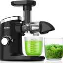 Aeitto Juicer, Cold Press Juicer with Soft & Hard Modes, Quiet Motor, Reverse Function, Juicer Machines Vegetable and Fruit, Juice Extractor machine, Easy to Clean with Brush, Black (Medium)