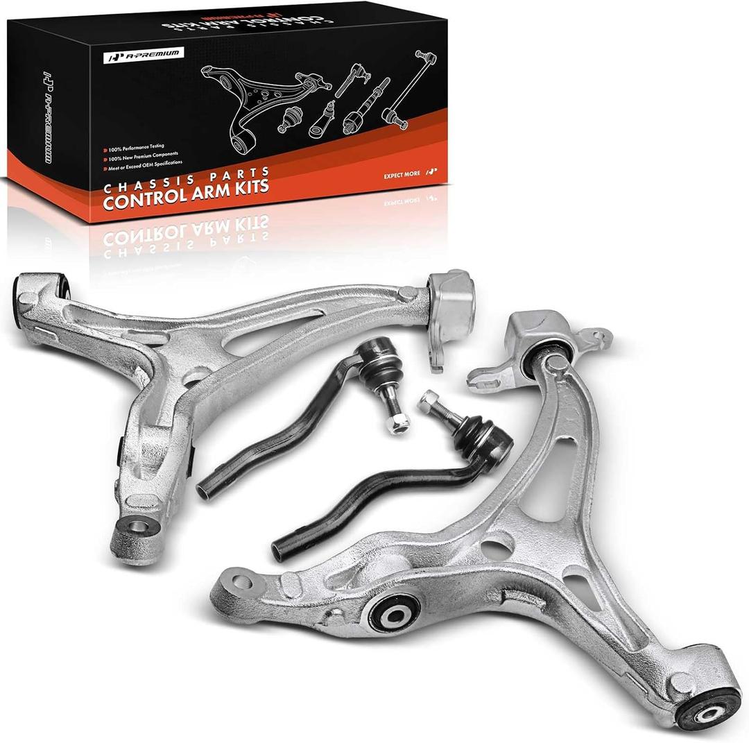 A-Premium Set of 4, Front Lower Control Arm, Outer Tie Rod End, Compatible with Mercedes-Benz X164 & W164 Series - 2007-2012 - GL320 GL350 GL450 GL550 & ML320 ML350 ML450 ML500 ML550