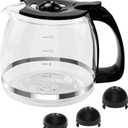 12 Cup Coffee Machine Glass Carafe Replacement for Mr. Coffee - With Heads Three Different Heights, Universal Carafe Coffee Maker Pot Accessory Easy Pour Spout and Comfortable Grip Handle,Black