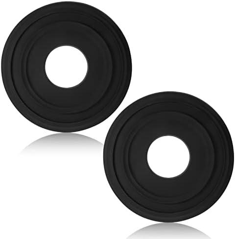 Cunno 2 Pieces Lighting PU Ceiling Medallion Ceiling Fan Cover Plate Medallion for Home Light Fixtures Trim, 12 Inch Od x 3.5 Inch ID(Black)