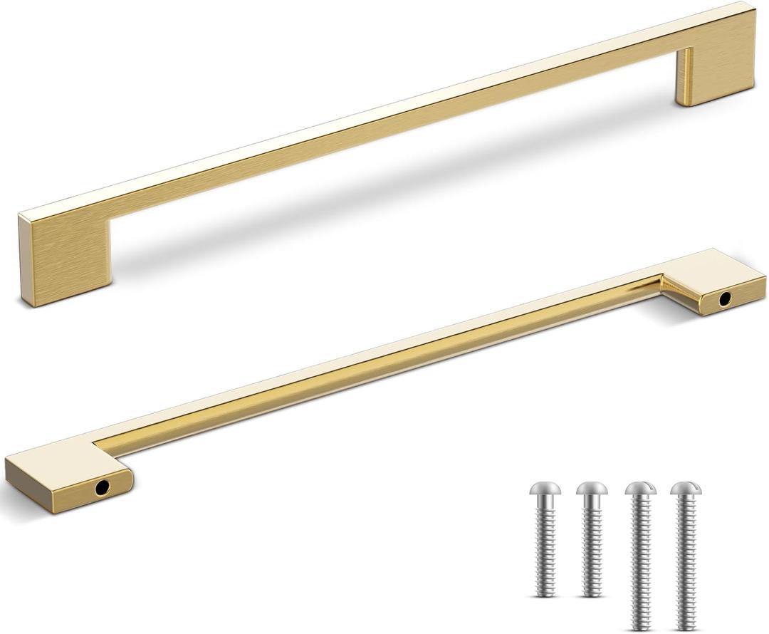 Southern Hills 5 Pack Gold Cabinet Pulls 8.75 Inch/224 mm - Heavy-Duty Premium Brushed Gold Cabinet Handles & Drawer Handles, Modern Design