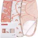 GLLQUEN BABY 3-Pack Baby Swaddle Sleep Sacks with Zipper for Newborn - Baby Swaddles 0-3 Months, Infant Swaddling Sack, Rainbow & Sun, Swaddles Blanket Wrap (Small/Medium)