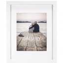 Malden International Designs 8x10 11x14 Black Wedge Matted Picture Frame, White